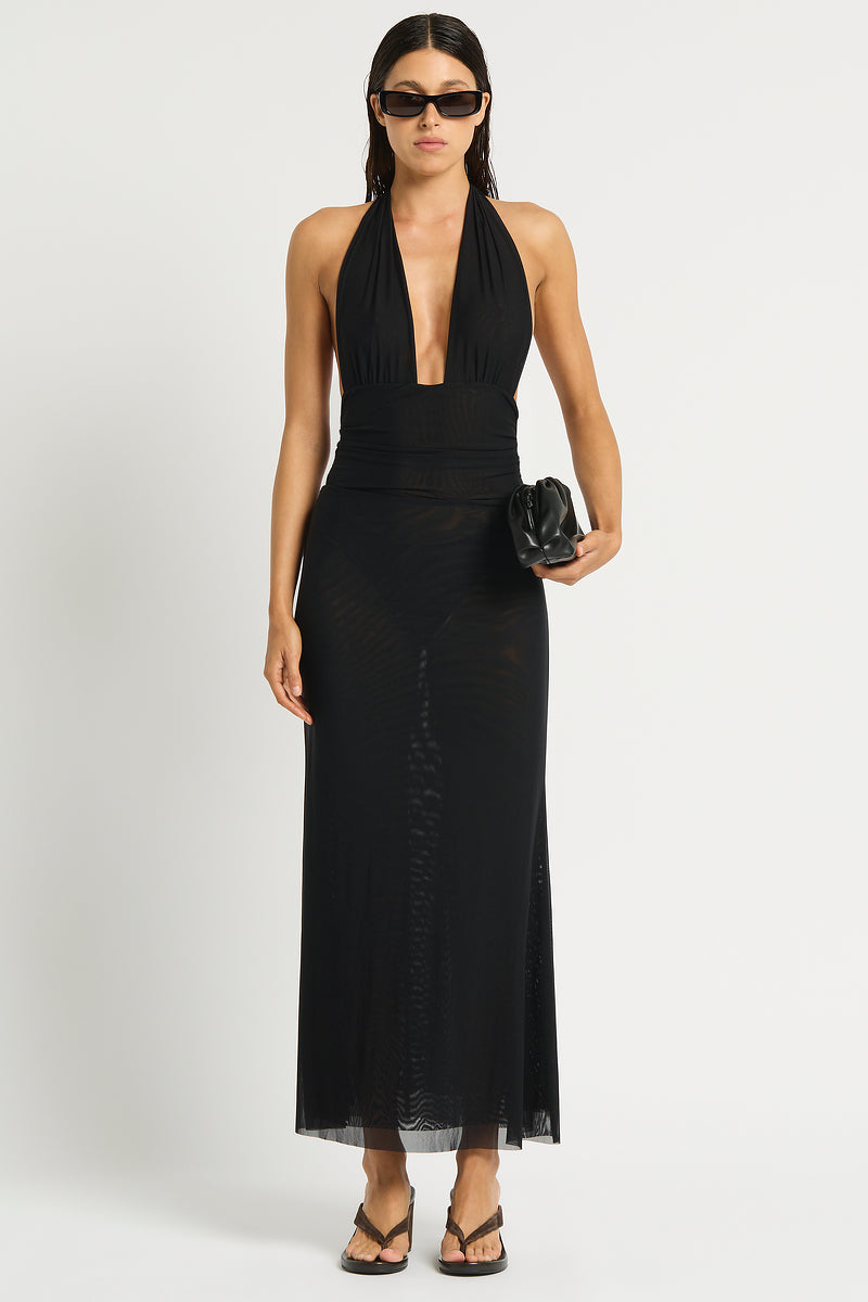 Alessia Maxi Dress - Black mesh