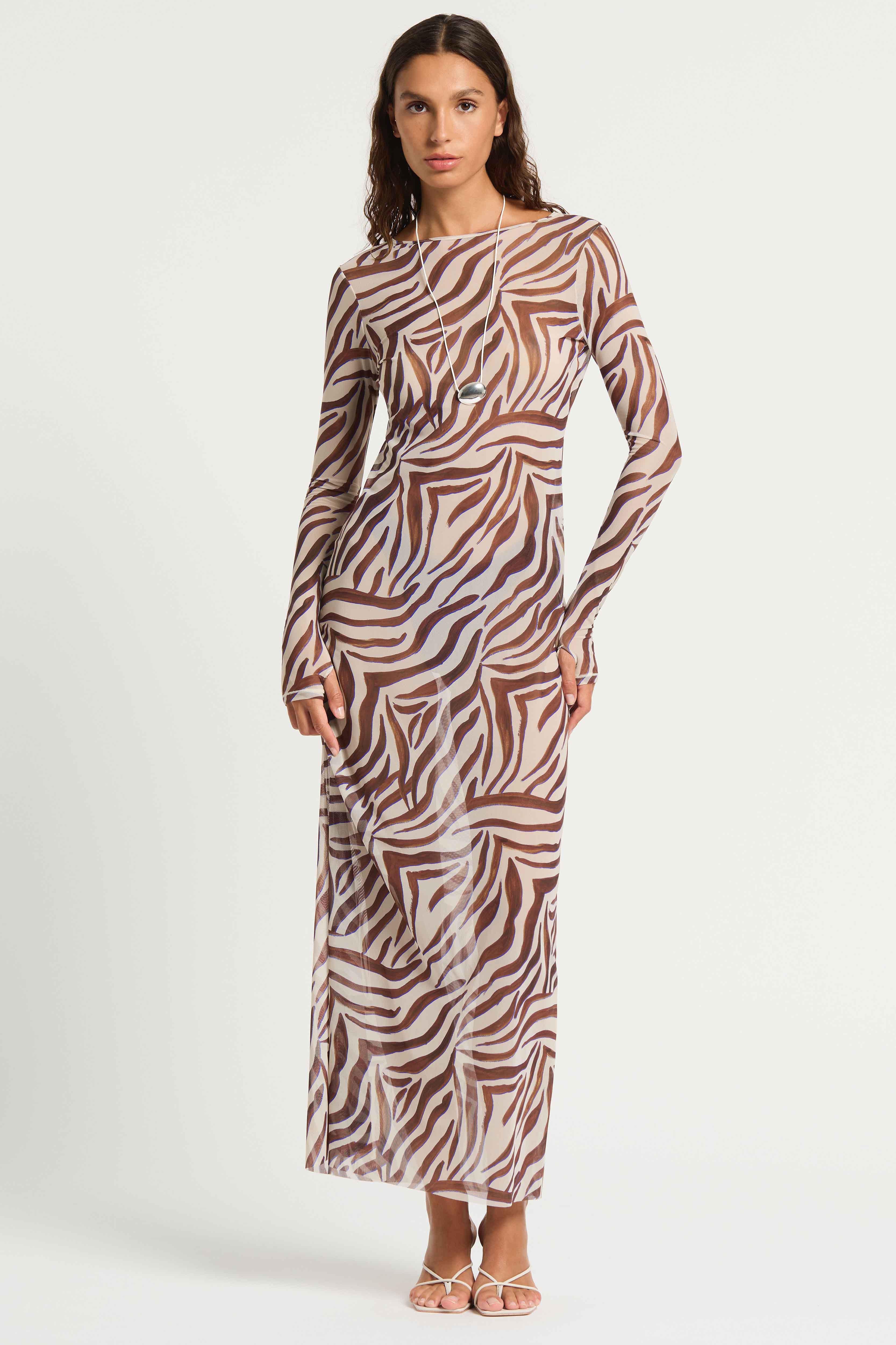 Gisele Midi Dress, Zebra Mesh / Xs/S