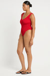 Curve Mara One Piece in Baywatch Red - Amanda Side