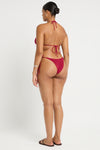 Beaded Tie Side Vista Brief in Wine - Amanda Back