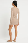 100% Cotton Adley Mini Dress in Mushroom - Giovanna Back