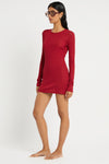 100% Cotton Adley Mini Dress in Wine - Giovanna Side