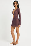 Ring Priya Mini Dress in Fig - Giovanna Side