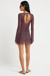Ring Priya Mini Dress in Fig - Giovanna Back