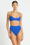 Crinkle full coverage high waisted bikini brief, Palmer Brief in Cobalt