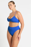 Crinkle full coverage high waisted bikini brief, Palmer Brief in Cobalt