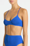 Crinkle full coverage high waisted bikini brief, Palmer Brief in Cobalt