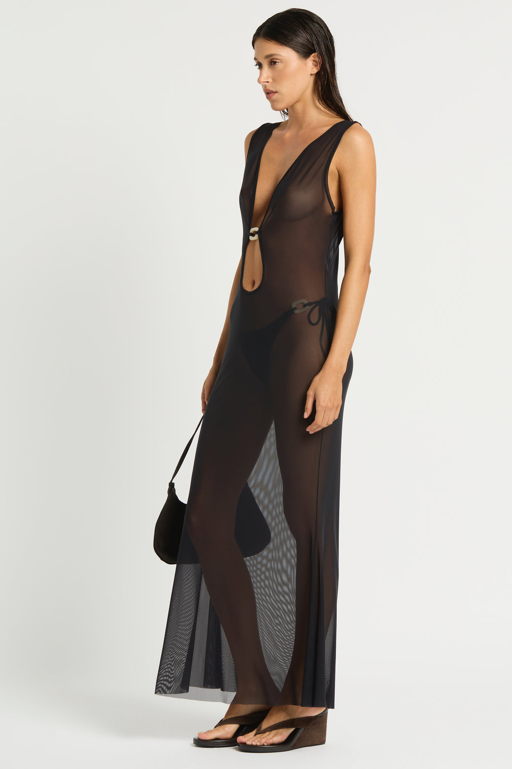 Ring Harper Maxi Dress - Black mesh