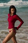 100% Cotton Adley Mini Dress in Wine - Campaign