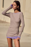 100% Cotton Adley Mini Dress in Mushroom - Campaign
